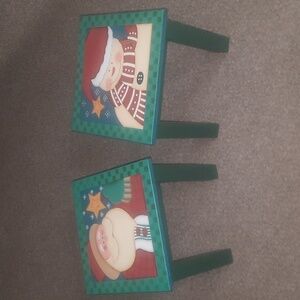 Christmas Santa & Snowman Decorative Stool Set